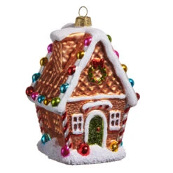 Raz 4.7" Brown Gingerbread House Glass Christmas Ornament 4552920