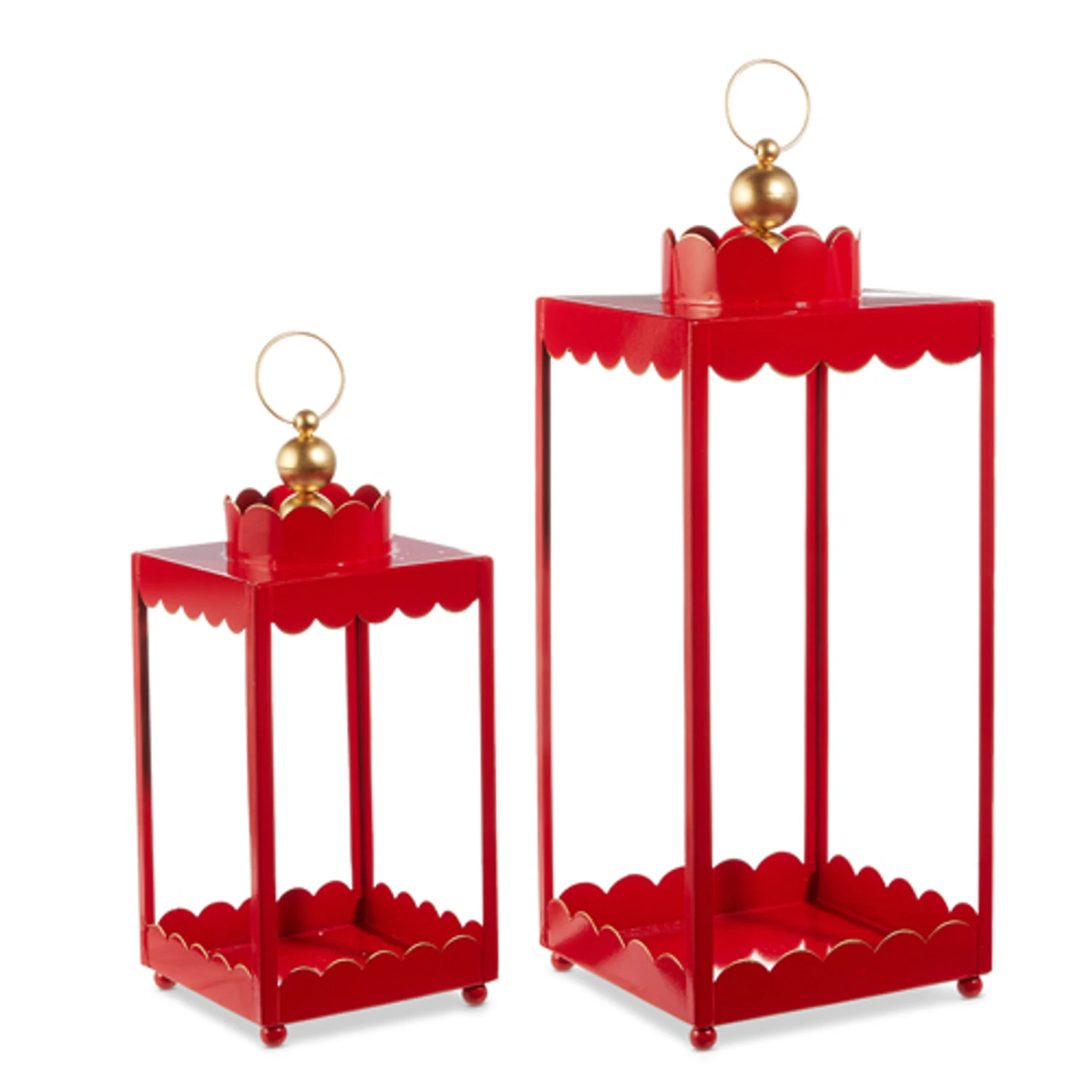 Raz 19.75" Red Scalloped Lantern Set Christmas Decoration 4559153 3 Raz 19.75" Red Scalloped Lantern Set Christmas Decoration 4559153