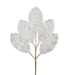 Raz 23" White Glitter Magnolia Leaf Christmas Tree Spray F4206774 -The Christmas Shop F4206774 10602.1686751372