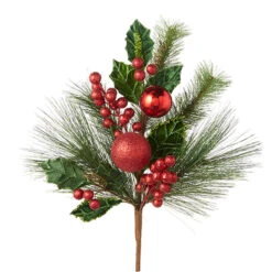 Raz 18.5" Mixed Greenery With Berries And Ornaments Christmas Tree Pick F4226019 4 Raz 18.5" Mixed Greenery With Berries And Ornaments Christmas Tree Pick F4226019 -The Christmas Shop F4226019 1 85607.1650980679