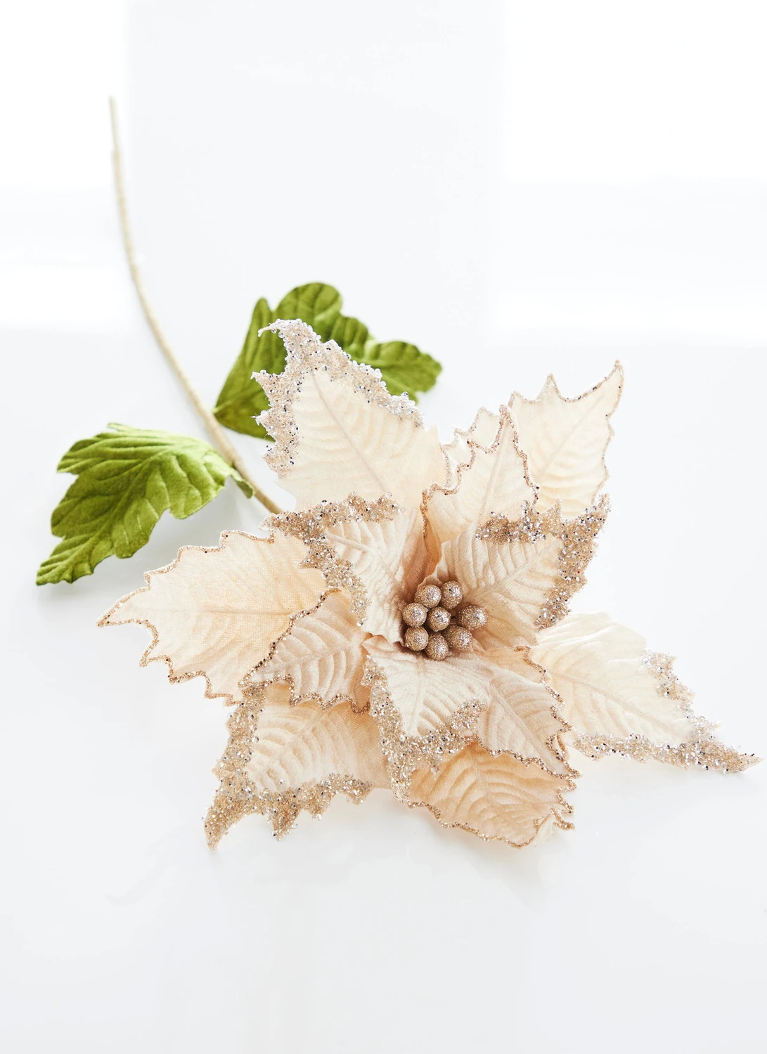 Raz 27" Ivory Velvet Poinsettia Stem Christmas Tree Pick F4306735 3 Raz 27" Ivory Velvet Poinsettia Stem Christmas Tree Pick F4306735