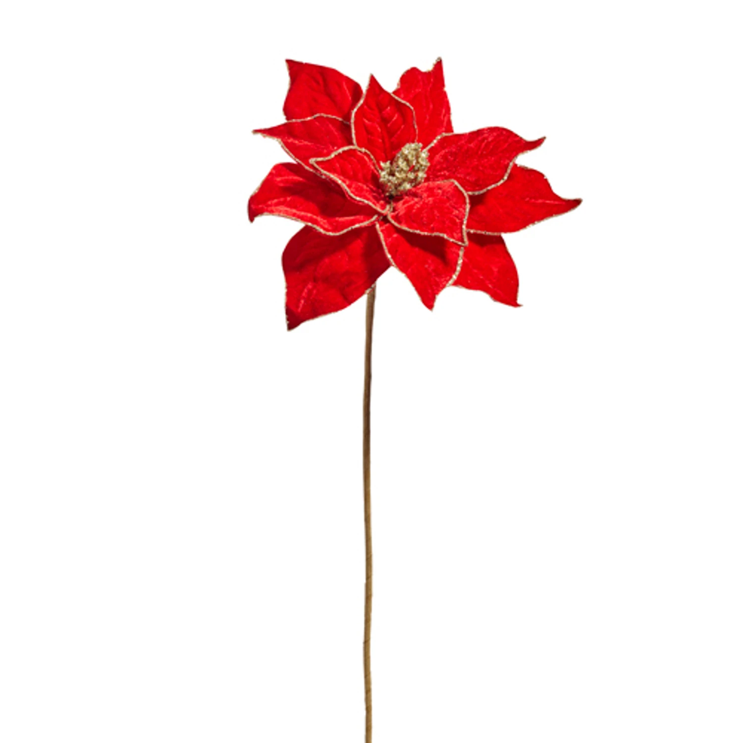 Raz 20" Gold Edged Red Poinsettia Christmas Tree Pick F4406734 4 Raz 20" Gold Edged Red Poinsettia Christmas Tree Pick F4406734 - Image 2