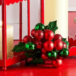 Raz 10" Ball Ornament Cluster Holly Pick Christmas Tree Spray F4506665
