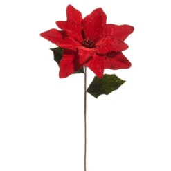 Raz 27" Red Velvet Poinsettia Stem Christmas Tree Pick F4506688 5 Raz 27" Red Velvet Poinsettia Stem Christmas Tree Pick F4506688 -The Christmas Shop F4506688 36856.1751374805