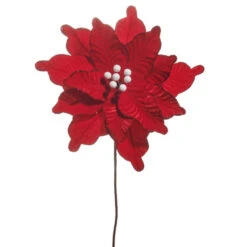 Raz 22" Red Velvet Poinsettia Stem Christmas Tree Accessory F4531000 -The Christmas Shop F4531000 55915.1751393046