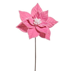 Raz 22" Pink Glitter Trim Poinsettia Christmas Tree Pick F4531083 5 Raz 22" Pink Glitter Trim Poinsettia Christmas Tree Pick F4531083 -The Christmas Shop F4531083 71733.1751396429