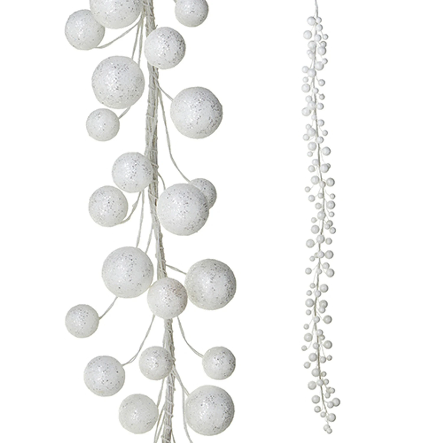 Raz 6' White Glittered Ball Ornament Christmas Garland G4202448 3 Raz 6' White Glittered Ball Ornament Christmas Garland G4202448