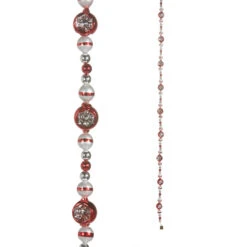 Raz Eric Cortina 6' Red And Silver Reflector Glass Christmas Tree Garland G4353160