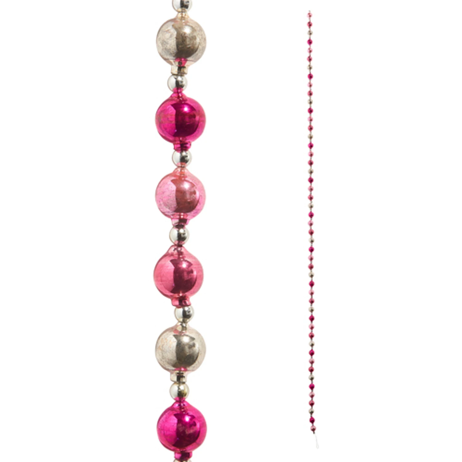 Raz 6' Vintage Pink And Silver Ball Ornament Christmas Tree Garland G4419031 3 Raz 6' Vintage Pink And Silver Ball Ornament Christmas Tree Garland G4419031