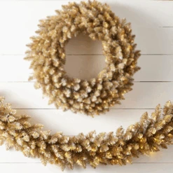 Raz 6' Gold And Silver Tinsel Lighted Christmas Garland G4509695