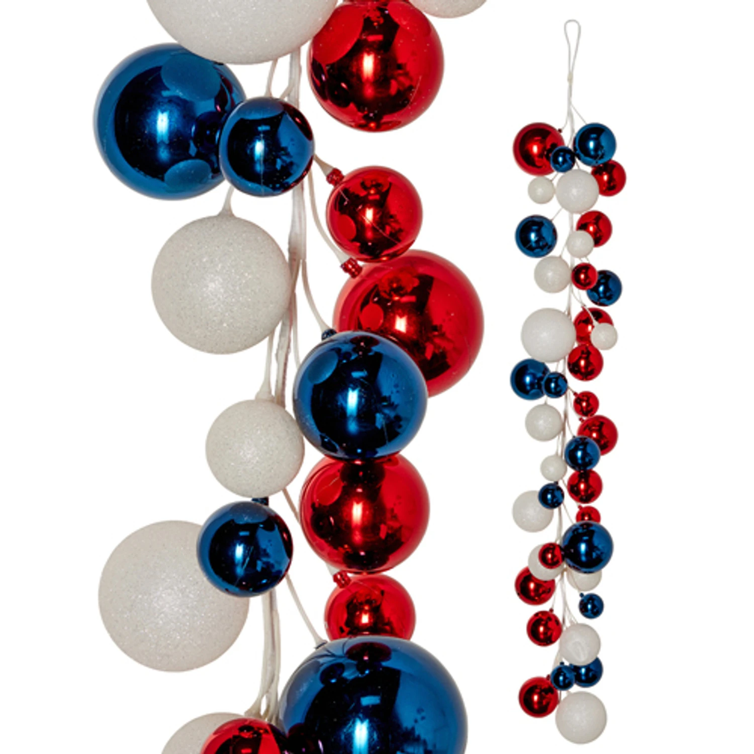Raz 4' Red, White, And Blue Ball Garland G4532752 3 Raz 4' Red, White, And Blue Ball Garland G4532752