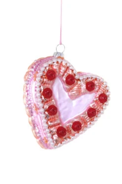 Cody Foster 4.5" Vintage Heart Shaped Cake Glass Christmas Ornament GL-518