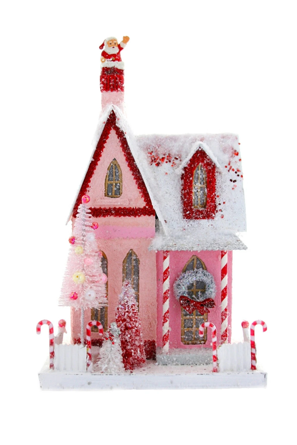 Cody Foster 14" Candy Cane Pink Cottage Vintage Inspired Putz Christmas House HOU-301 3 Cody Foster 14" Candy Cane Pink Cottage Vintage Inspired Putz Christmas House HOU-301