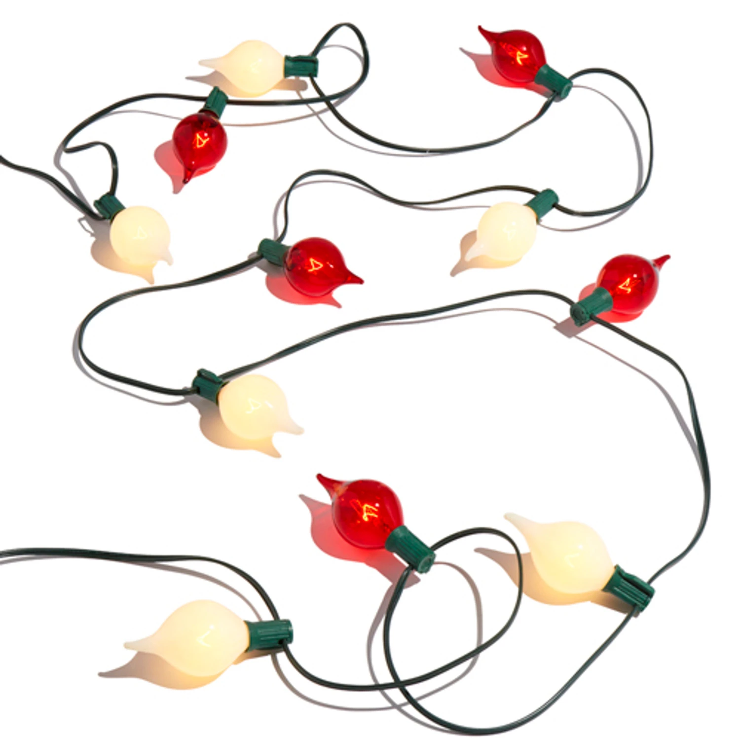 Raz 14' Connectable Shiny Kismet String Lights With Red And White Lights On A Green Wire L4237025 4 Raz 14' Connectable Shiny Kismet String Lights With Red And White Lights On A Green Wire L4237025 - Image 2
