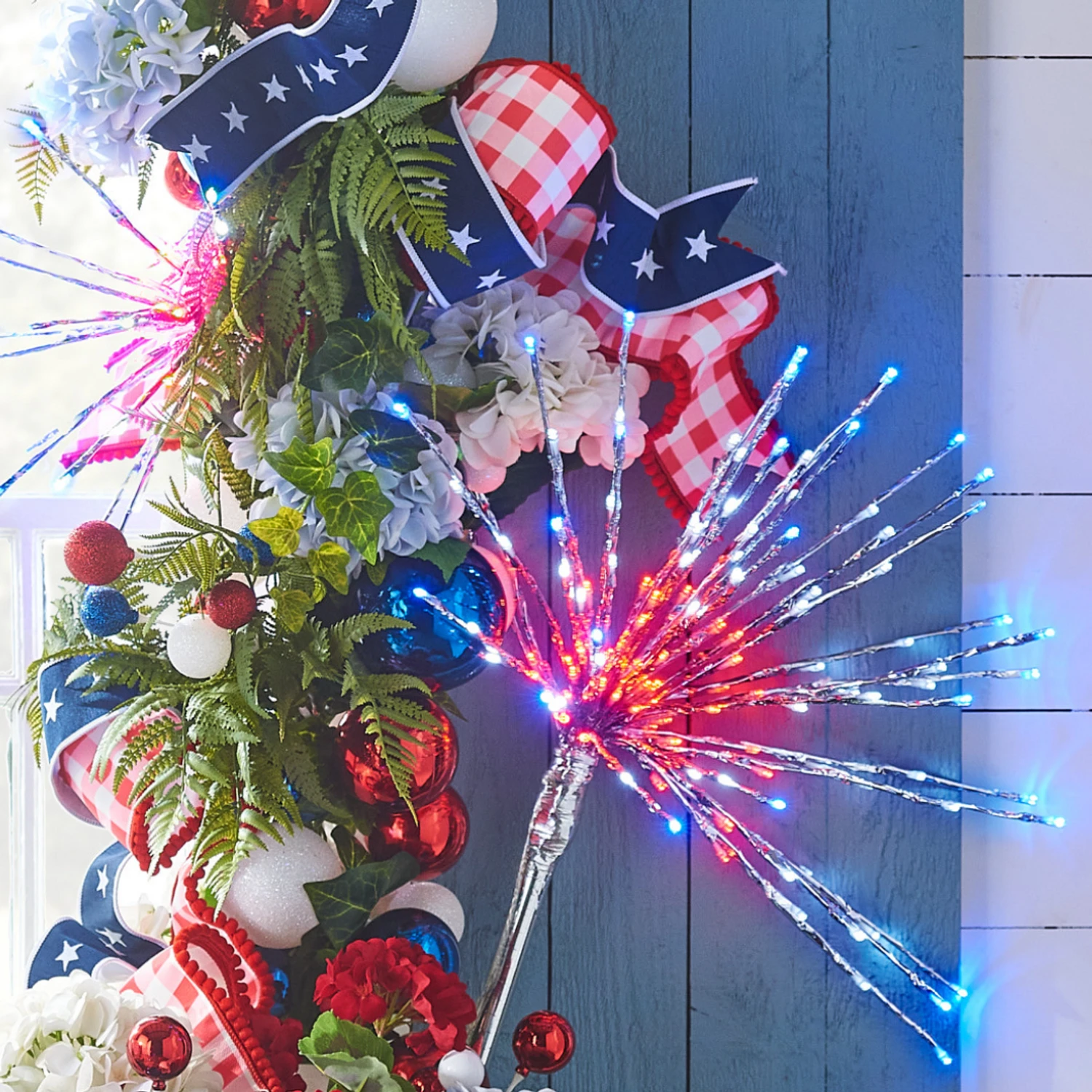 Raz 4' Silver Starburst With Red, White, And Blue LED Lighted Stake L4537005 3 Raz 4' Silver Starburst With Red, White, And Blue LED Lighted Stake L4537005