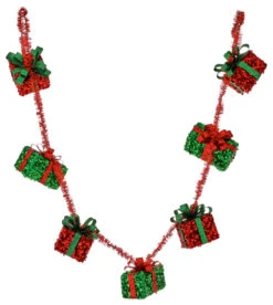 Regency 48" Glitter With Tinsel Gift Packages Christmas Tree Garland MTX73524