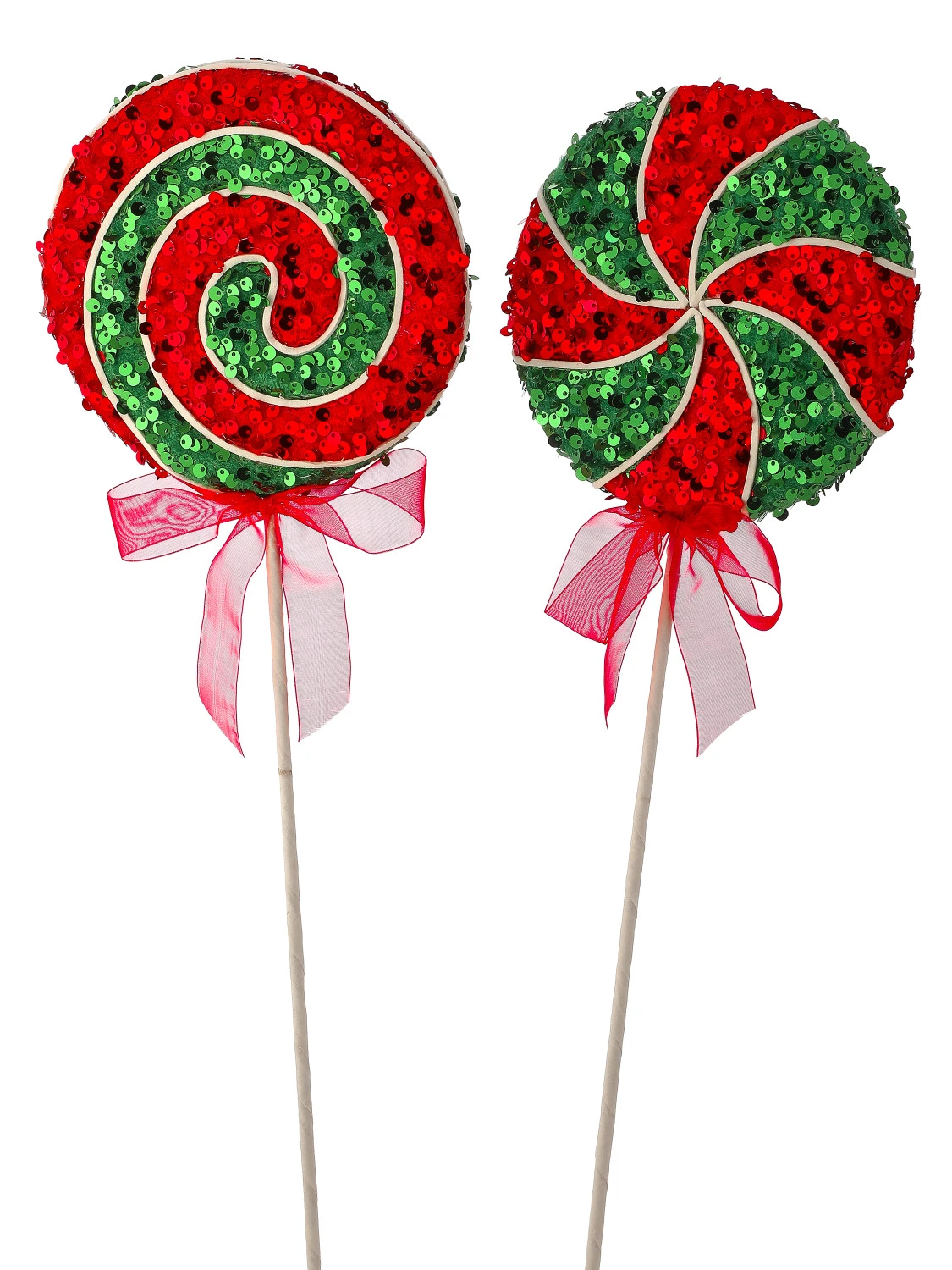 Regency 18" Set Of 2 Sequin Lollipop Stem Christmas Tree Picks MTX73545 3 Regency 18" Set Of 2 Sequin Lollipop Stem Christmas Tree Picks MTX73545