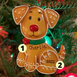 Gingerbread Cookie Puppy Dog Personalized Christmas Ornament OR1222