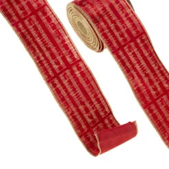 Raz 4" Red Velvet Sheet Music Wired Christmas Ribbon R4371785 5 Raz 4" Red Velvet Sheet Music Wired Christmas Ribbon R4371785 -The Christmas Shop R4371785 1 26773.1686603304