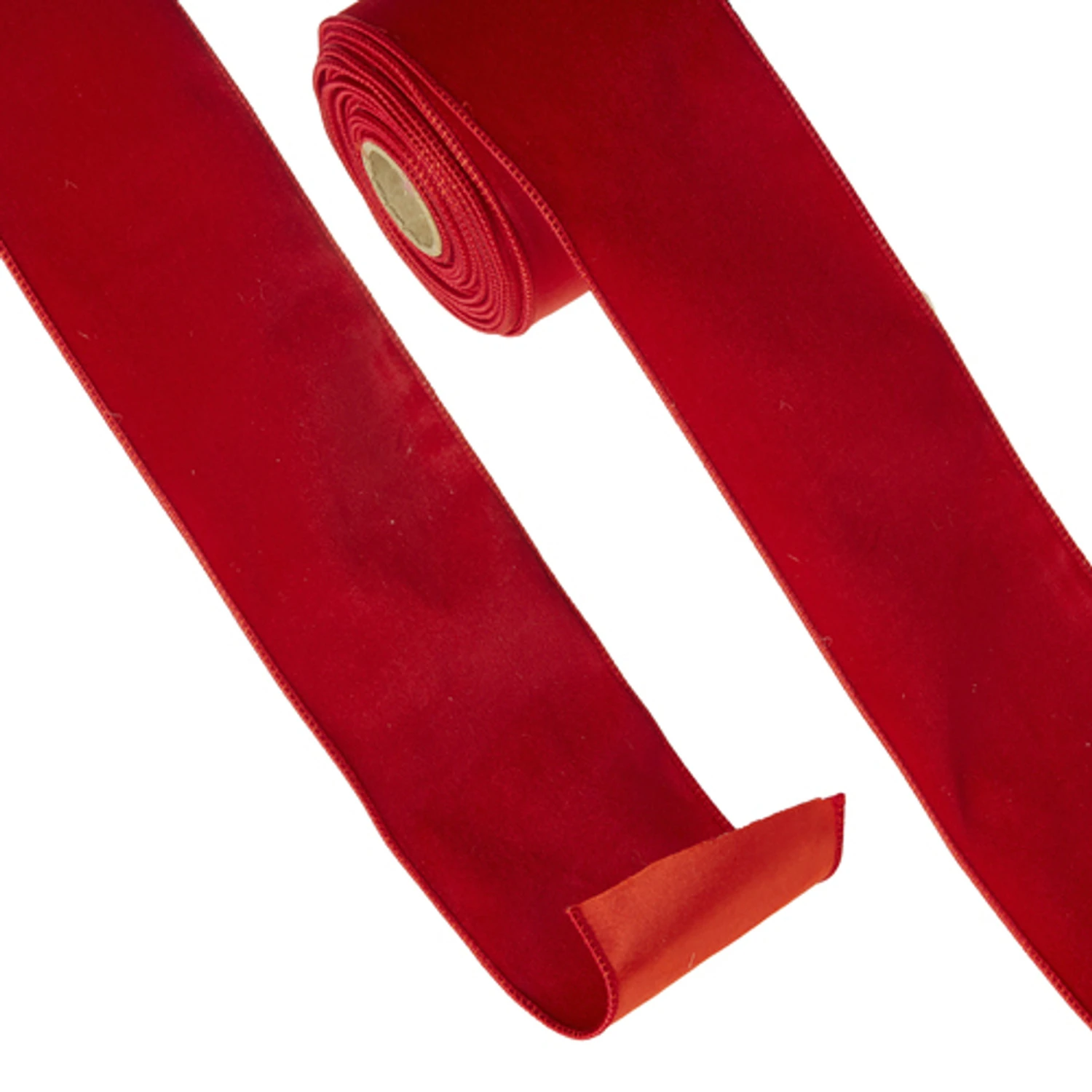 Raz 4" Red Velvet Wired Christmas Ribbon R4371811 4 Raz 4" Red Velvet Wired Christmas Ribbon R4371811 - Image 2
