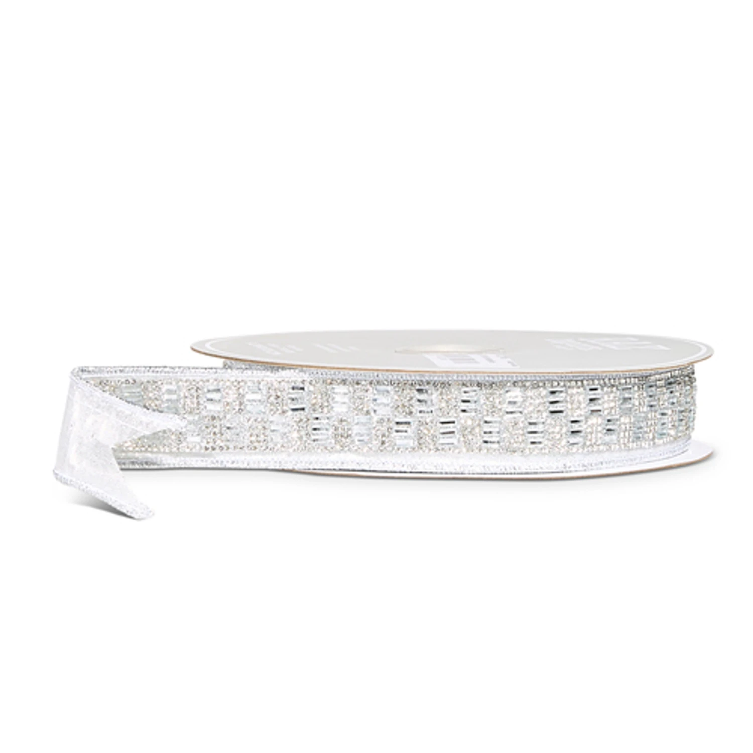 Raz 1.5" Silver Jeweled Wired Christmas Ribbon R4527746 4 Raz 1.5" Silver Jeweled Wired Christmas Ribbon R4527746 - Image 2