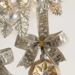 Raz 1.5" Silver Jeweled Wired Christmas Ribbon R4527746