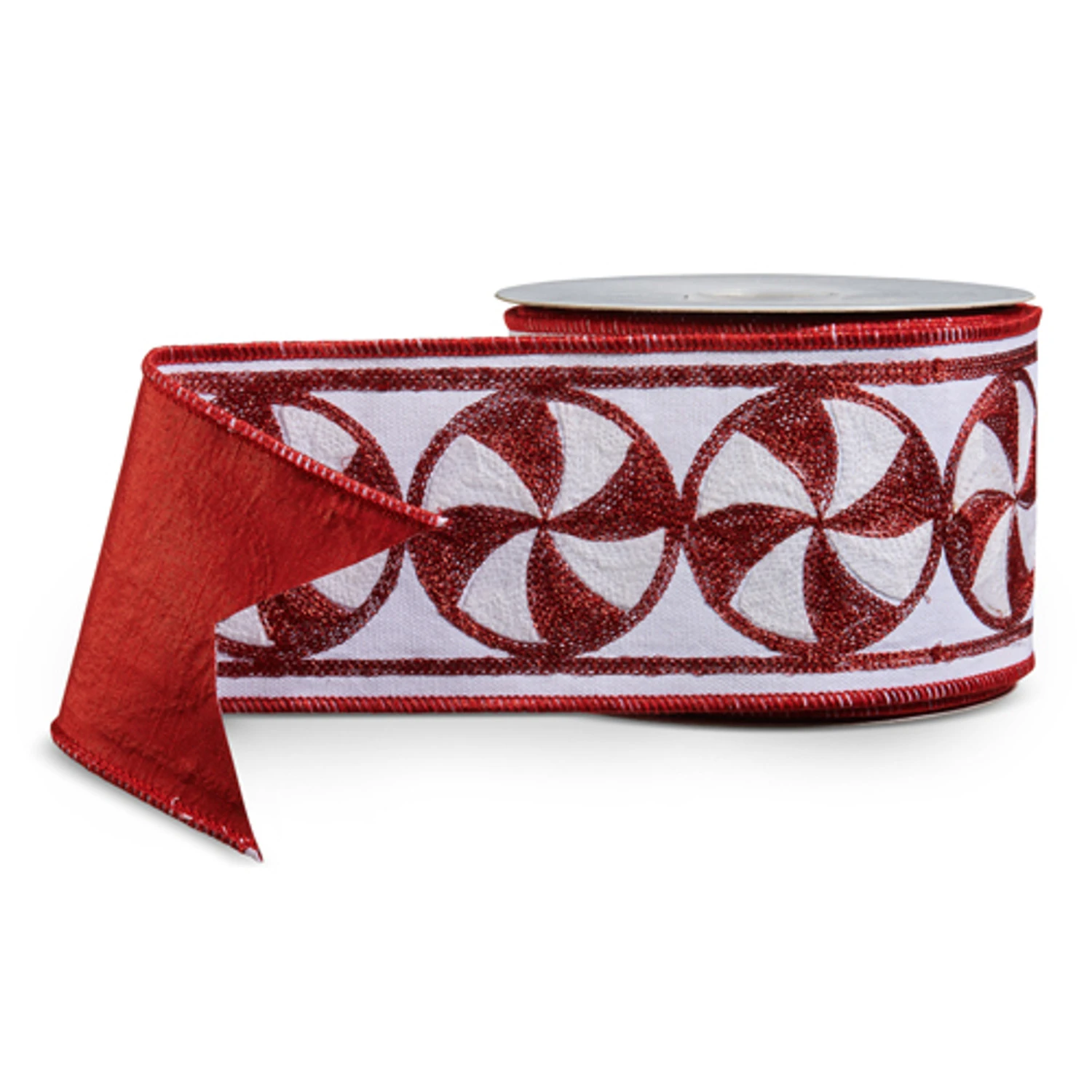 Raz 4" Peppermint Candy Wired Christmas Ribbon R4527760 3 Raz 4" Peppermint Candy Wired Christmas Ribbon R4527760 - Image 2