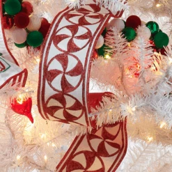 Raz 4" Peppermint Candy Wired Christmas Ribbon R4527760