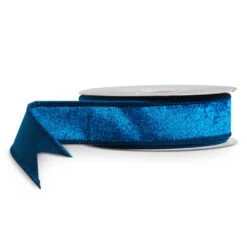 Raz 1.5" Blue Velvet Metallic Wired Christmas Ribbon R4527872