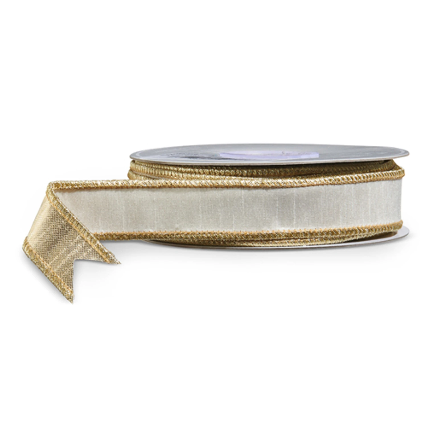 Raz 1" White And Gold Wired Christmas Ribbon R4552158 3 Raz 1" White And Gold Wired Christmas Ribbon R4552158