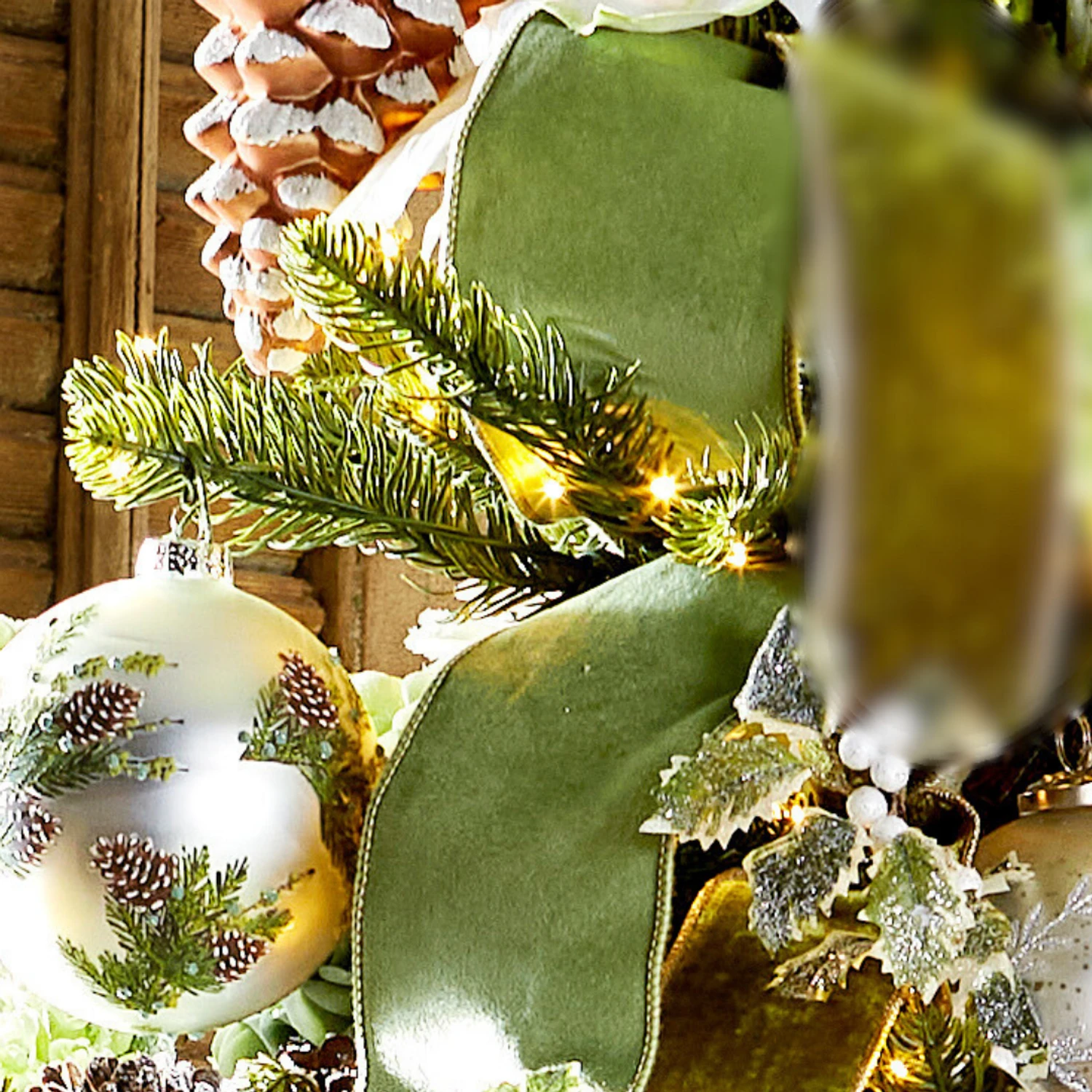 Raz 4" Sage Green Velvet Wired Christmas Ribbon R4552166 3 Raz 4" Sage Green Velvet Wired Christmas Ribbon R4552166