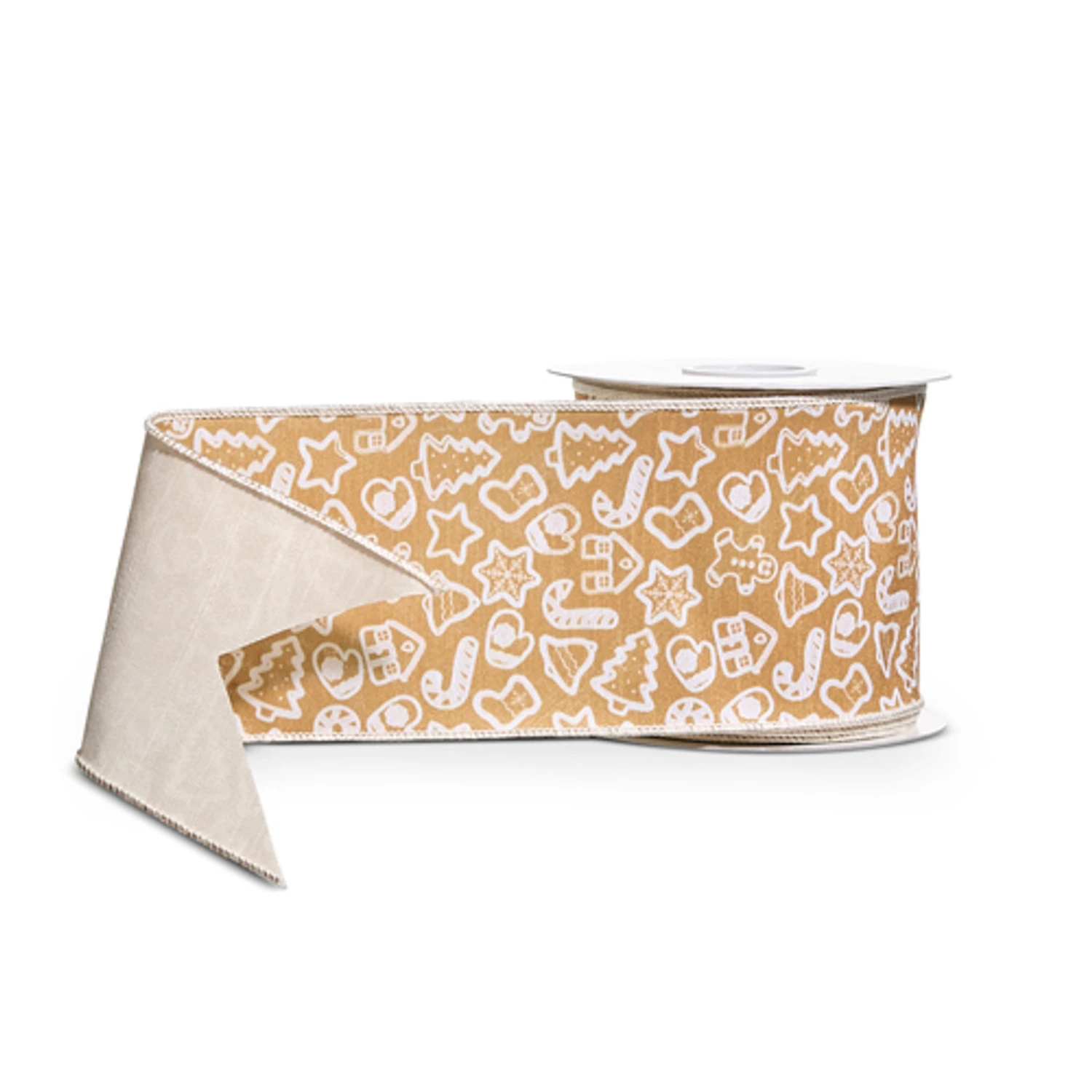 Raz 4" Gingerbread Wired Christmas Ribbon R4571821 3 Raz 4" Gingerbread Wired Christmas Ribbon R4571821