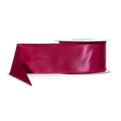 Raz 2.5" Pink Satin Wired Christmas Ribbon R4571826