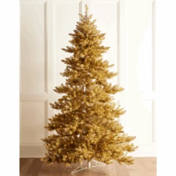 Raz 7.5' Gold And Silver Tinsel LED Lighted Christmas Tree T4509647