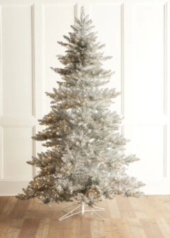 Raz 7.5' Silver Tinsel LED Lighted Christmas Tree T4509650