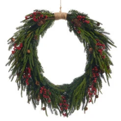 Raz 33" Real Feel Berry, Pinecone, And Pine Oval Christmas Wreath W4511584