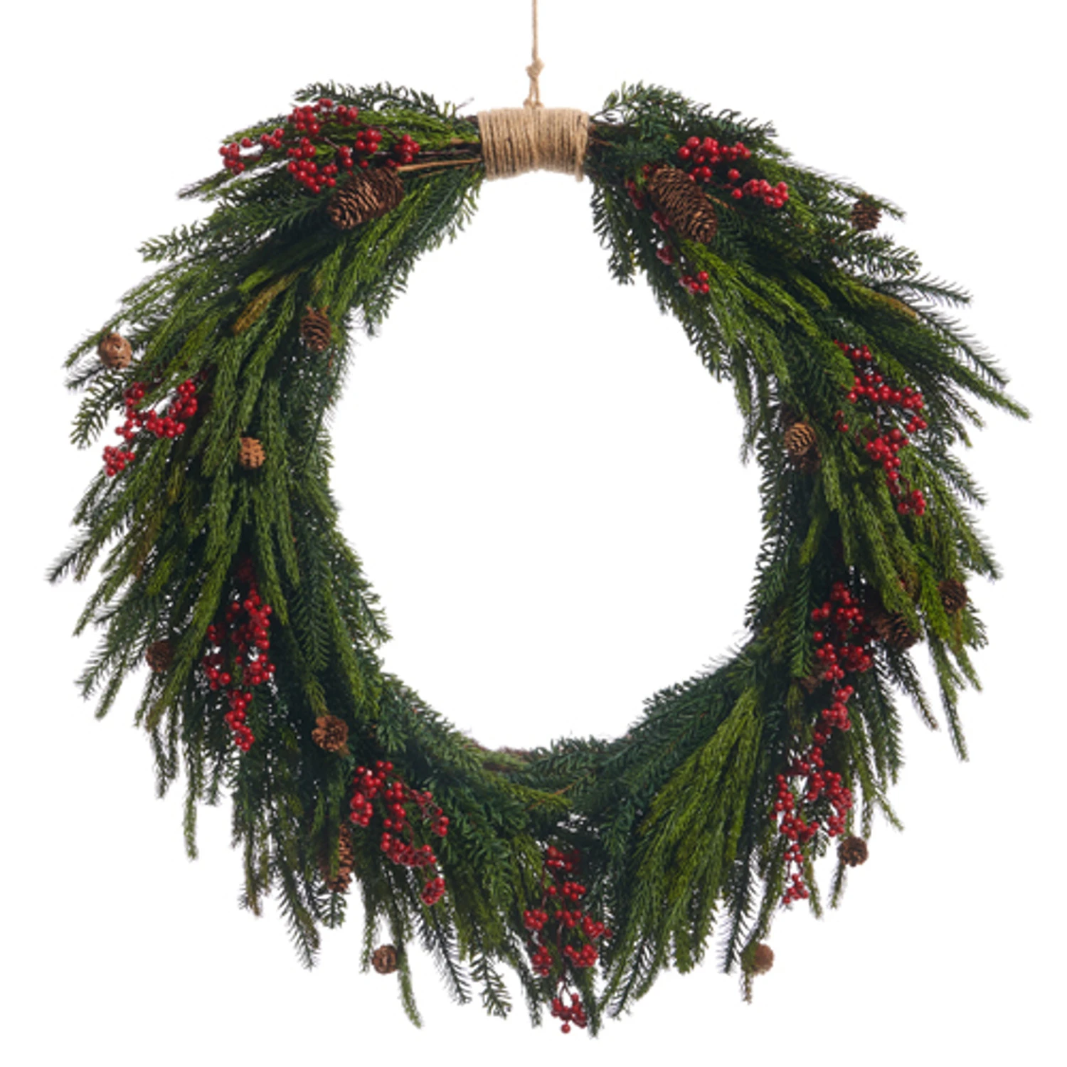 Raz 33" Real Feel Berry, Pinecone, And Pine Oval Christmas Wreath W4511584 2 Raz 33" Real Feel Berry, Pinecone, And Pine Oval Christmas Wreath W4511584