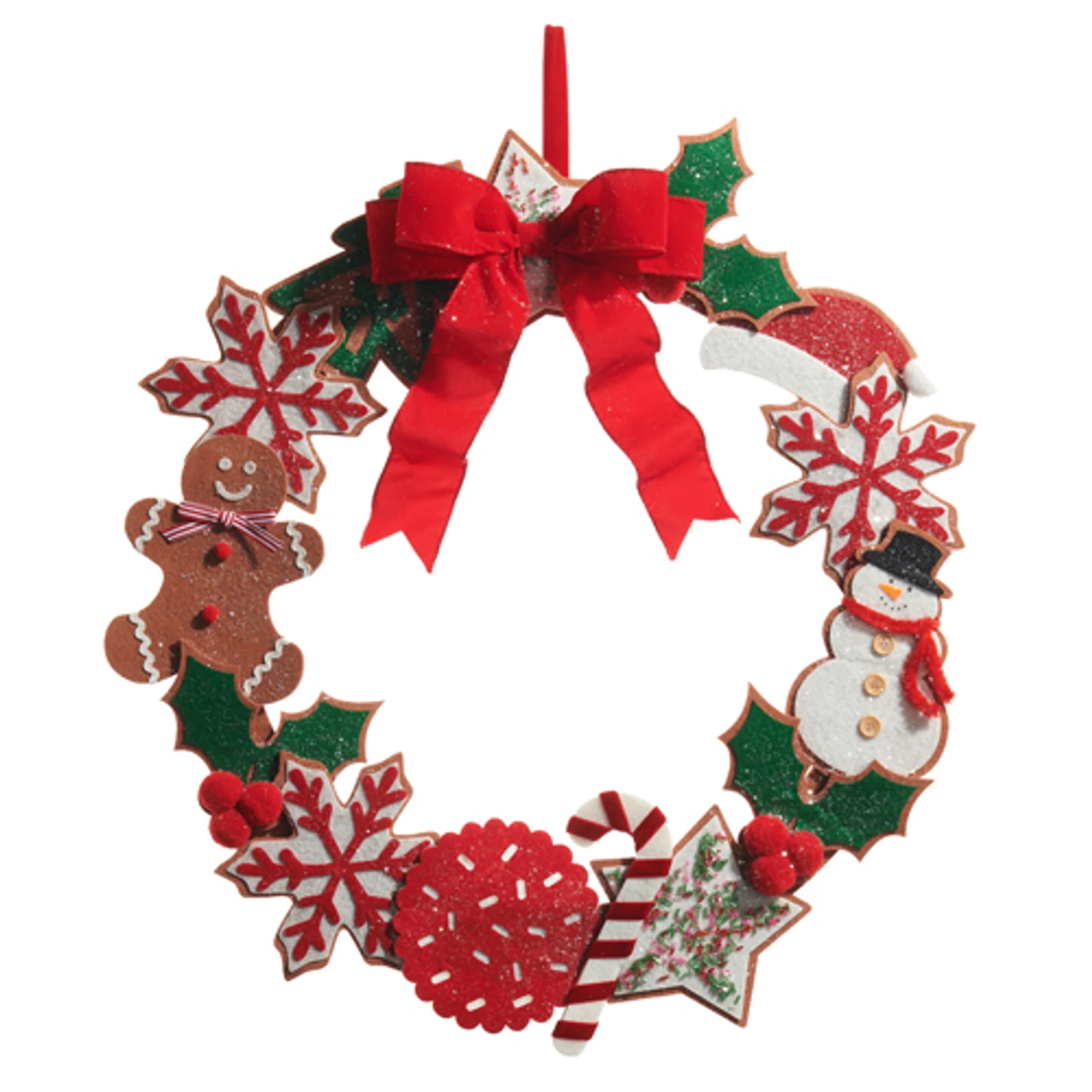 Raz 24" Felt Gingerbread Cookie Christmas Wreath W4516266 4 Raz 24" Felt Gingerbread Cookie Christmas Wreath W4516266 - Image 2