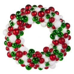 Raz 24" Red, Green, And White Ball Ornament Christmas Wreath W4516430