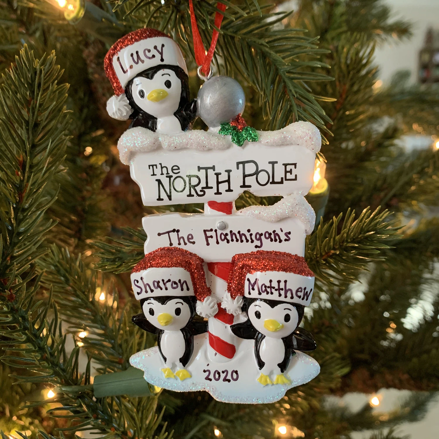 Penguin Family Of 3 At The North Pole Personalized Christmas Ornament OR1739-3 4 Penguin Family Of 3 At The North Pole Personalized Christmas Ornament OR1739-3 - Image 2