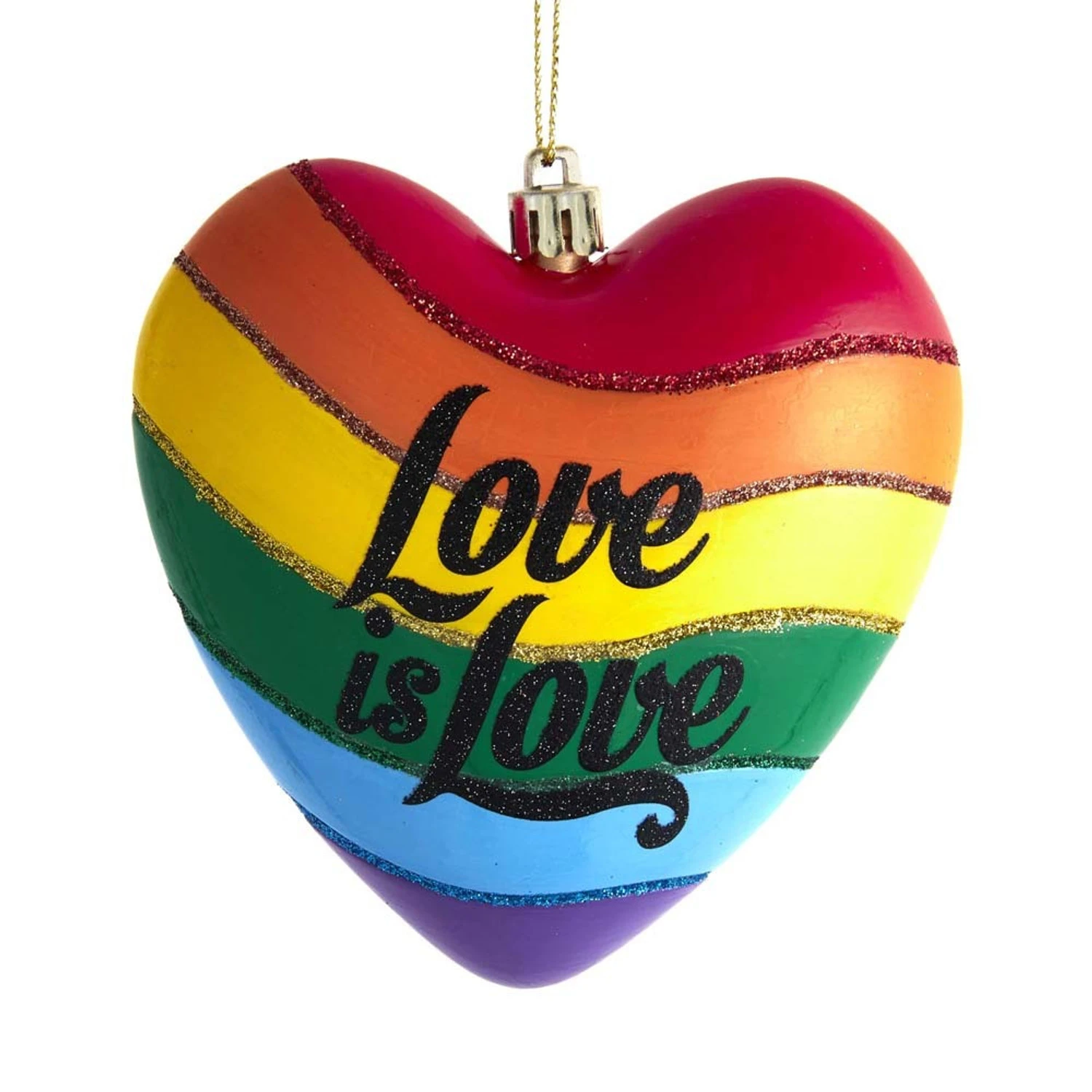 4.5" Love Is Love Rainbow Heart Pride Christmas Ornament H7549 3 4.5" Love Is Love Rainbow Heart Pride Christmas Ornament H7549