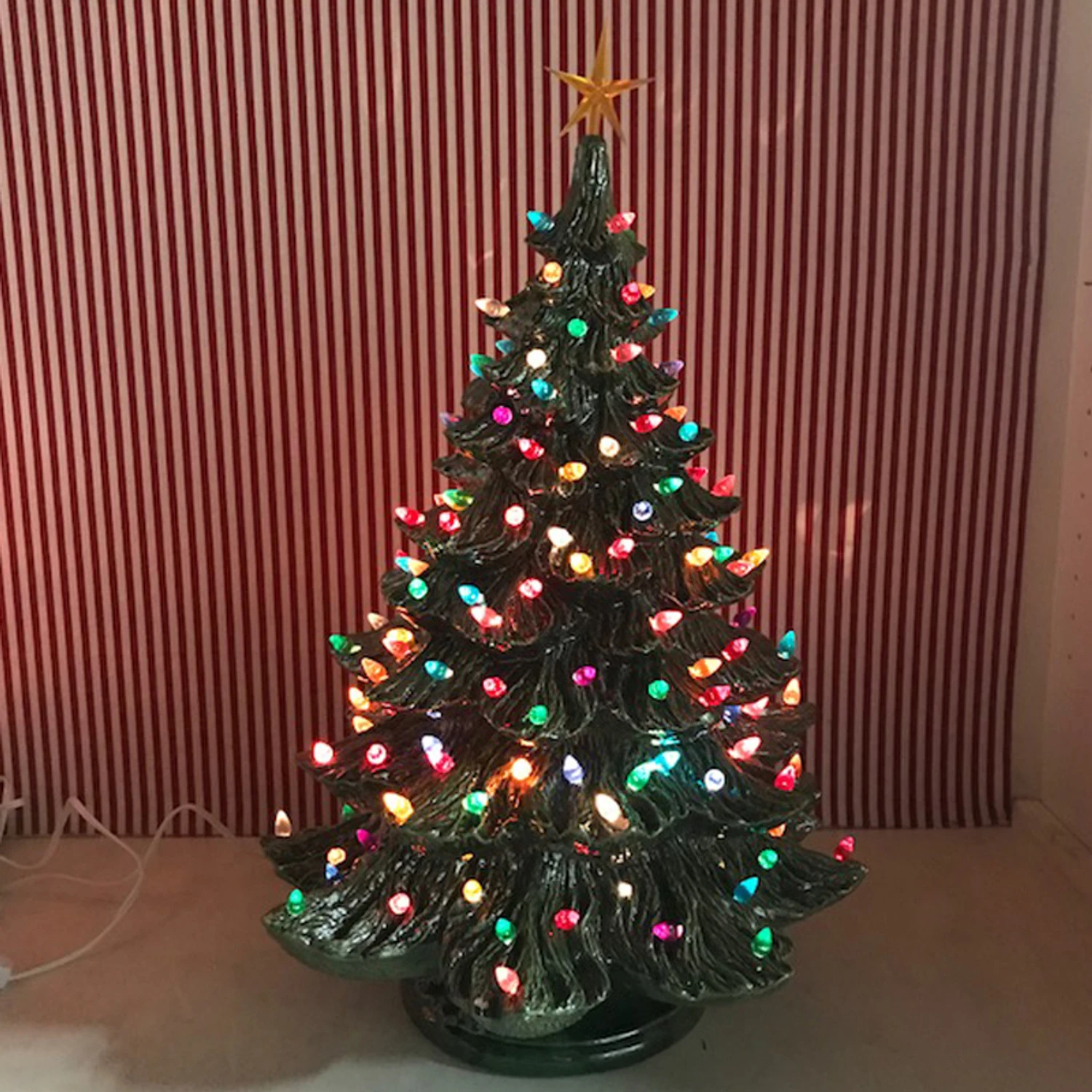 Large Lighted Green Ceramic Christmas Tree 23" 4 Large Lighted Green Ceramic Christmas Tree 23" - Image 2