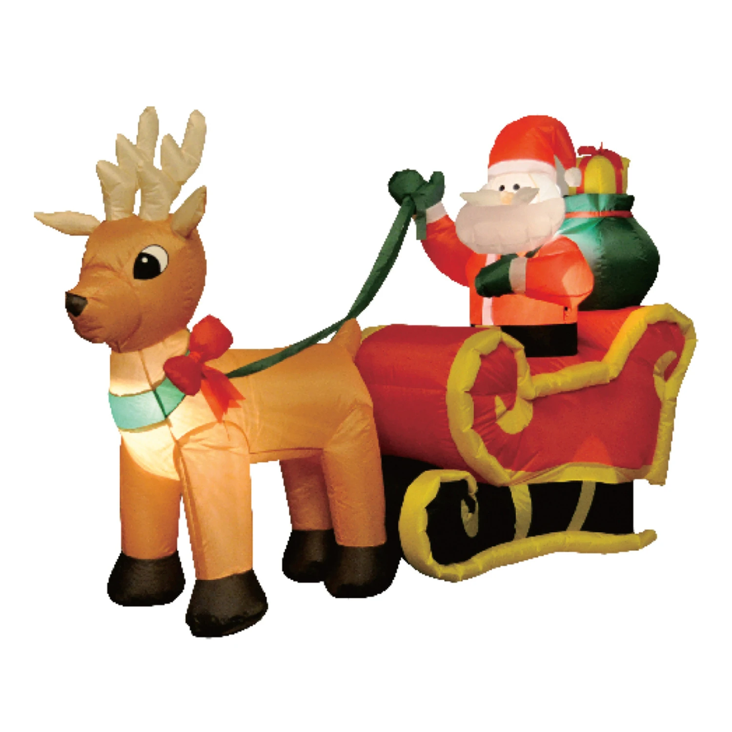 Brite Star 6' Santa In Sleigh With Reindeer Outdoor Christmas Inflatable Yard Decoration 49-030-00 3 Brite Star 6' Santa In Sleigh With Reindeer Outdoor Christmas Inflatable Yard Decoration 49-030-00