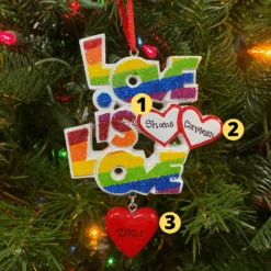 Pride "Love Is Love" Personalized Christmas Ornament OR1455
