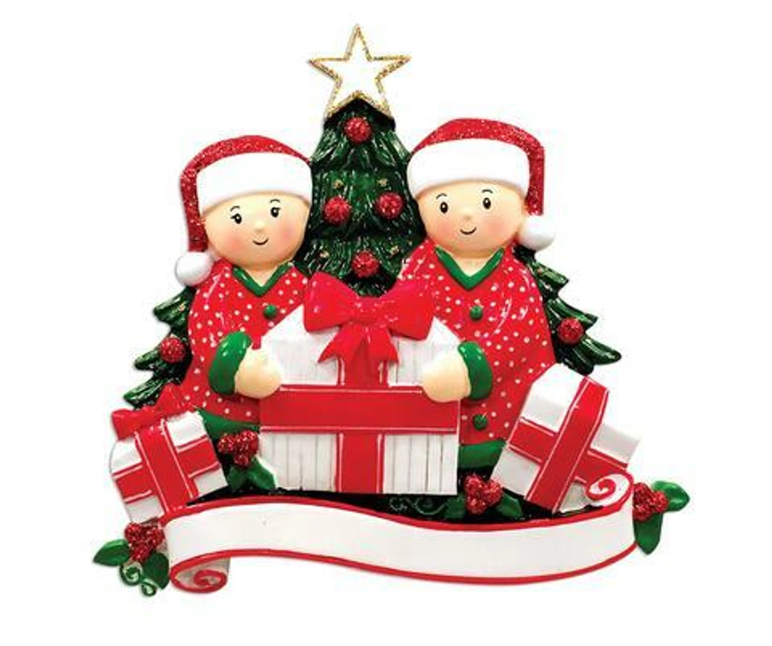 Couple Opening Presents Personalized Christmas Ornament OR1523-2 5 Couple Opening Presents Personalized Christmas Ornament OR1523-2 - Image 3