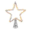 12.2" LED Lighted Warm White Silver Tinsel Star Christmas Tree Topper AD1022WW
