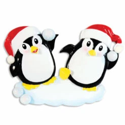 Penguin Couple Throwing Snowballs Personalized Christmas Ornament OR1318 -The Christmas Shop apiwh3lcl 03643.1646091888