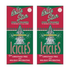 Brite Star Set Of 2 18" 2000 Strand Silver Icicle Christmas Tree Tinsel