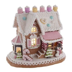 9" Battery Operated LED Lighted Claydough Gingerbread Cake Christmas House GBJ0010