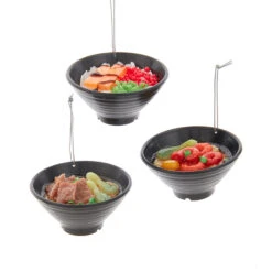 Kurt Adler 2.75" Set Of 3 Asian Rice & Noodle Bowl Christmas Ornament D4237